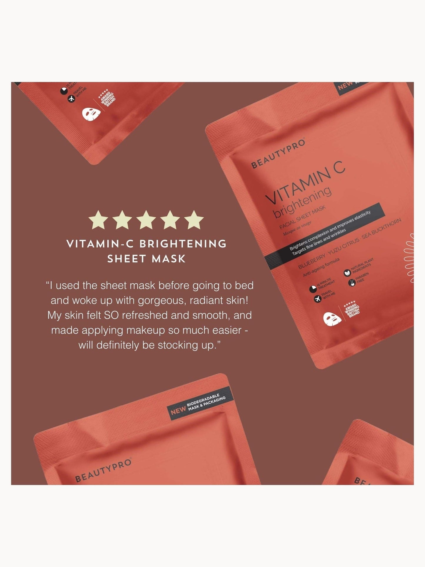 BEAUTYPRO Brightening Collagen Sheet Mask with Vitamin C - Image 13