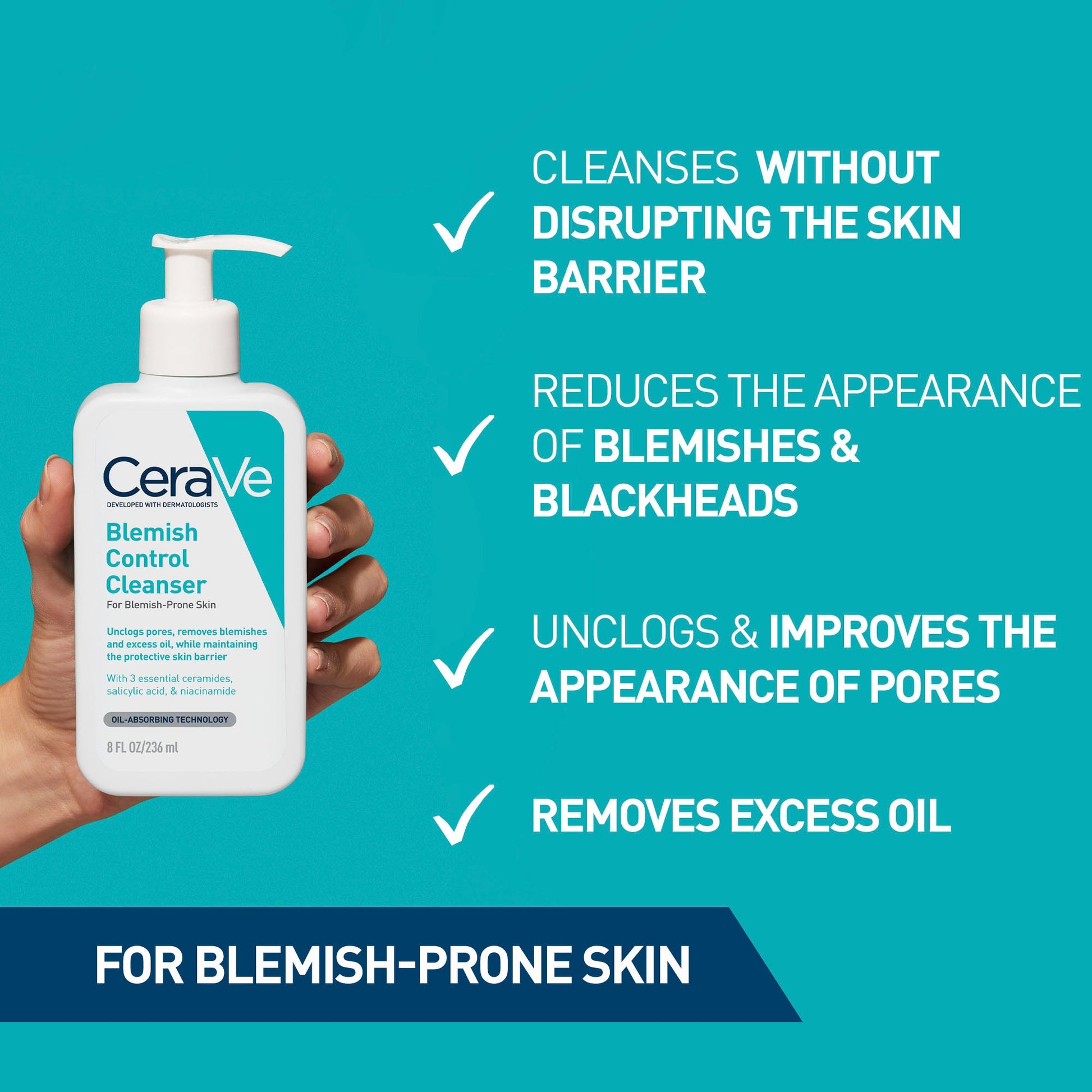 CeraVe Blemish Control Face Cleanser with 2% Salicylic Acid & Niacinamide - Image 7