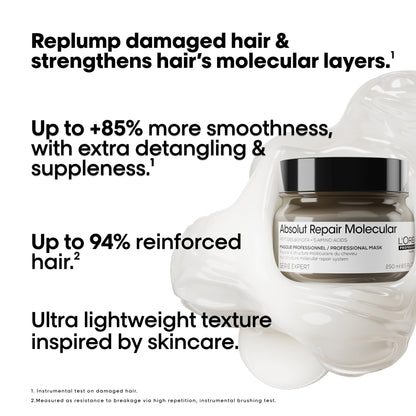 L'Oréal Professionnel L’Oreal Professionnel Absolut Repair Molecular Shampoo & Hair Mask with Scalp Brush - Application