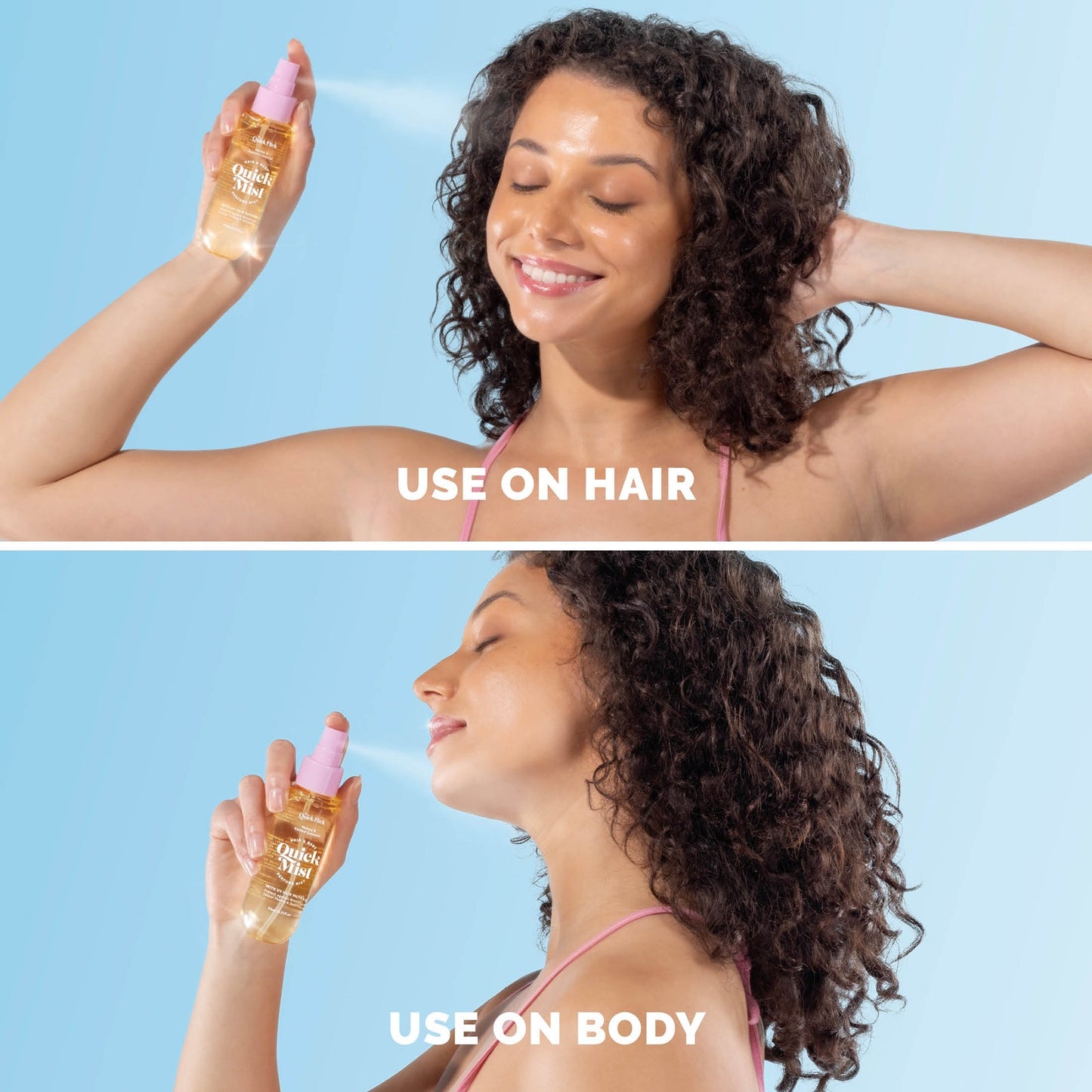 Quick Flick Quick Mist 3-in-1 Hair & Body Perfume Mist with UV Hair Filters - Application