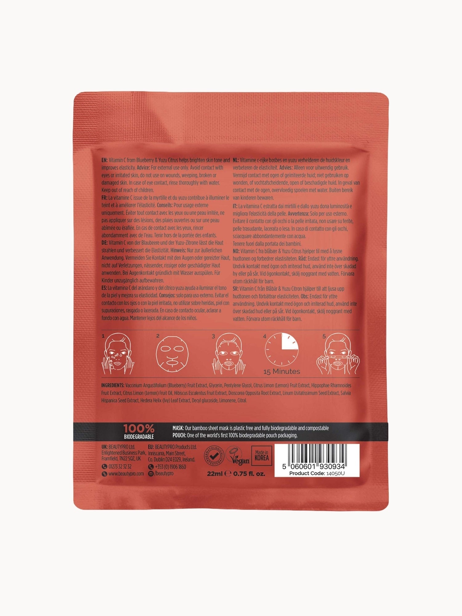 BEAUTYPRO Brightening Collagen Sheet Mask with Vitamin C - Image 10