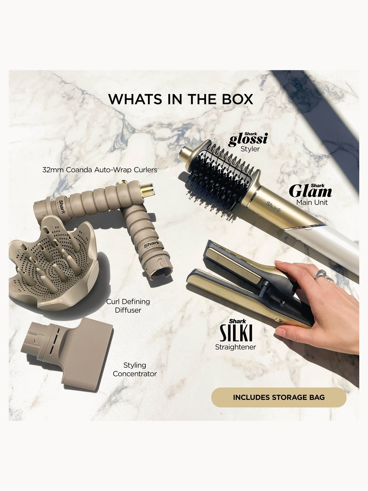 SHARK Glam 5-in-1 Hot Tool Air Styling + Drying System Gold - For Straight, Sleek, Wavy and Bouncy Styles - Product Details