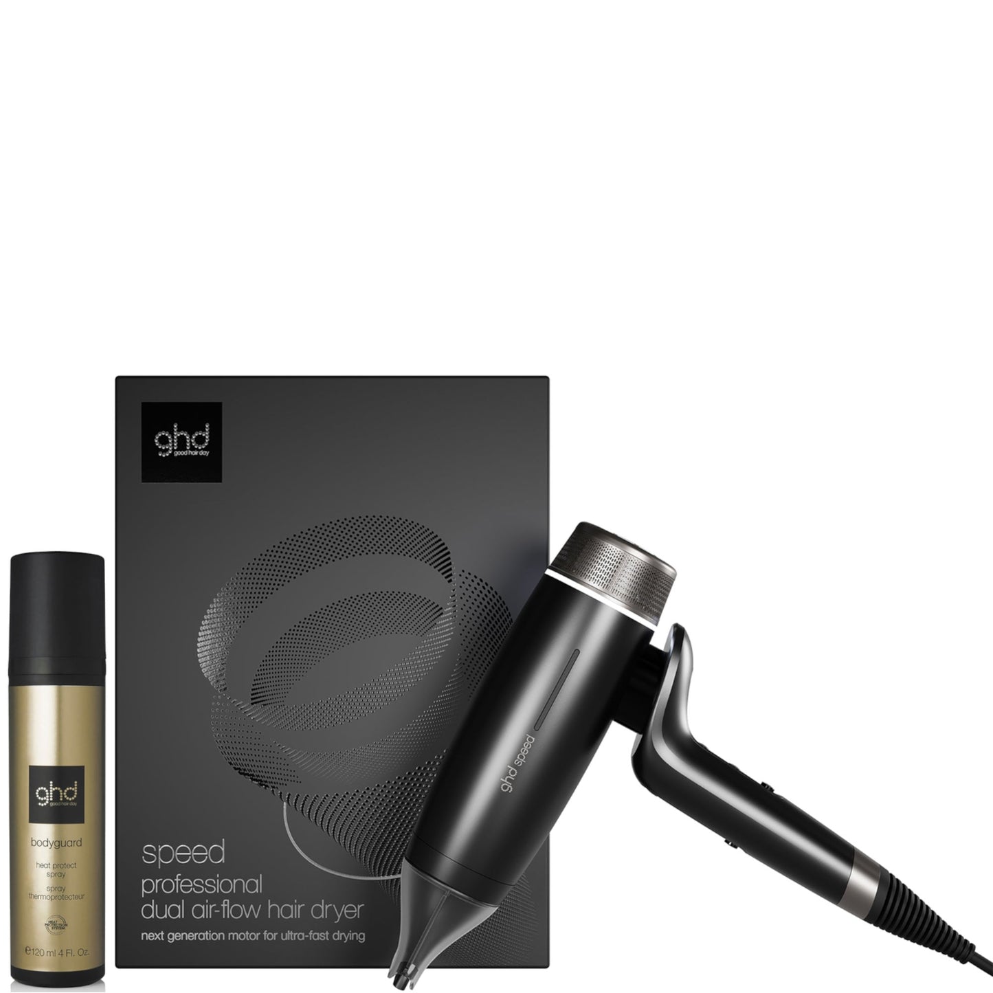 ghd Black Speed and Bodyguard Heat Protect Spray Bundle