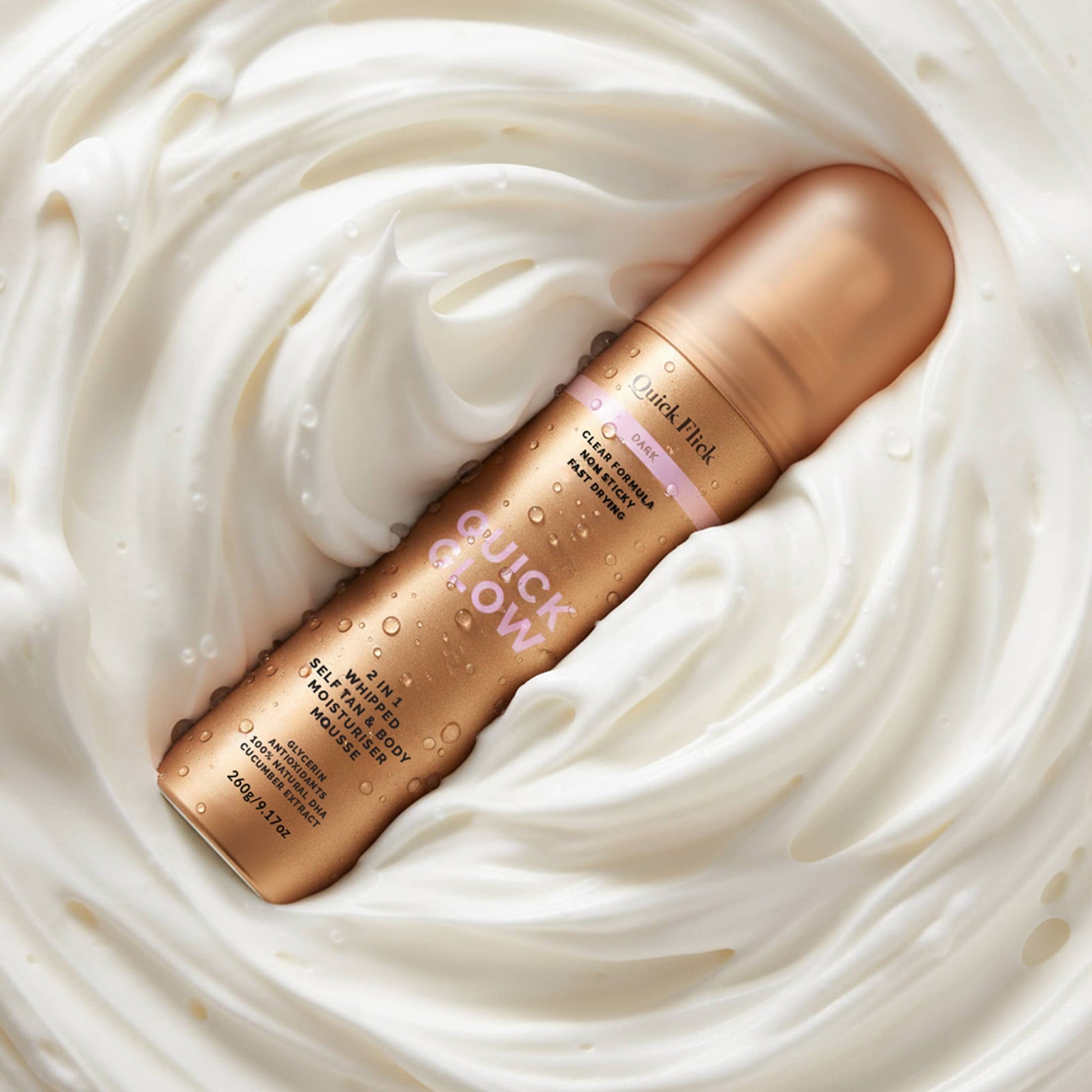 Quick Flick Quick Glow Dark Whipped Tan Body Moisturiser Mousse - Image 4