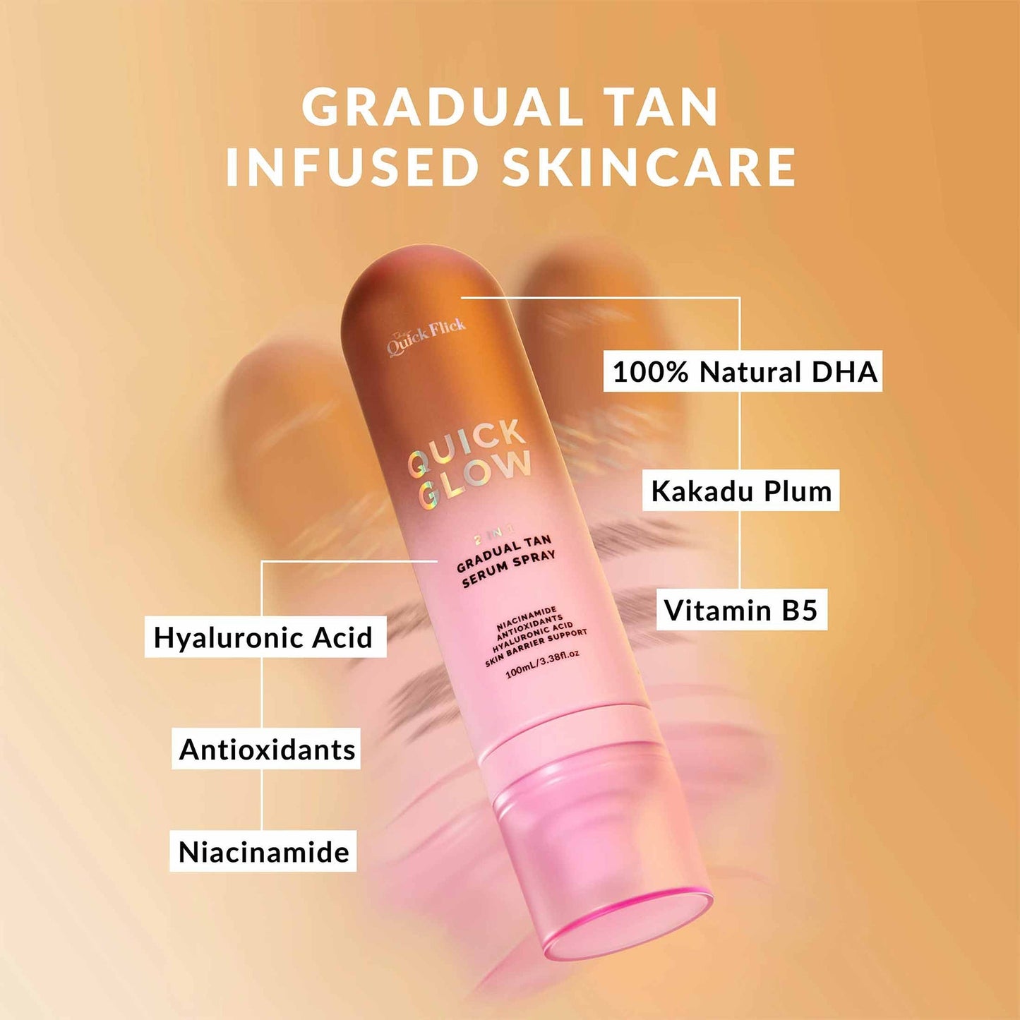 Quick Flick Quick Glow Gradual Tan Serum Spray - Application