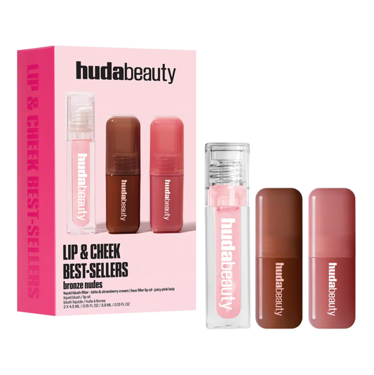 Huda Beauty Lip & Cheek Best-Sellers Bronze Nudes Set