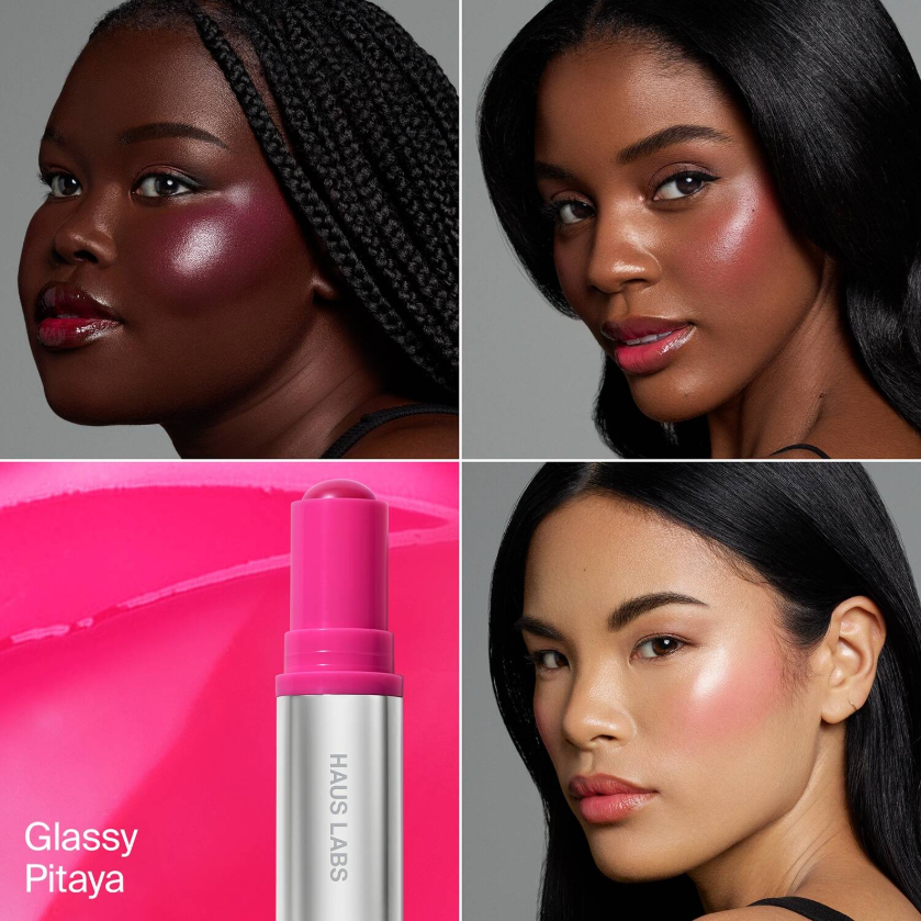 HAUS LABS Color Fuse Innovation Glassy Balm + Powder Blush Duo - Application